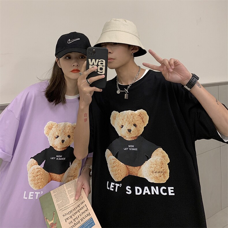 @女类夏季情侣装可爱小熊短袖T恤学生卡通上衣A071-5506-P25,女装T恤,电商A071