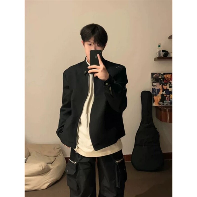 cleanfit短款S拉链金属设计简约高级感翻领外套男小众图片