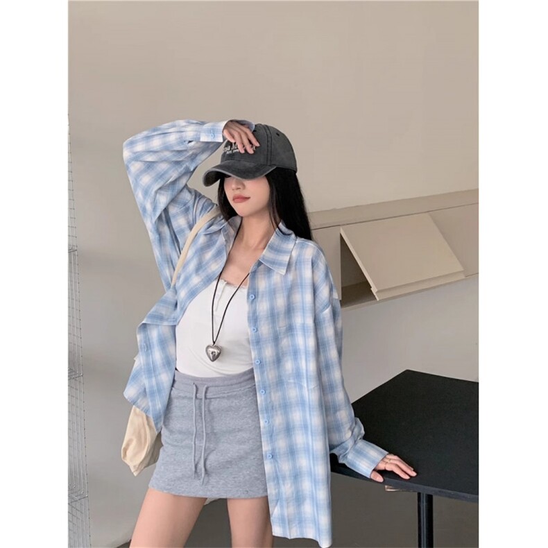 TC491-P45格子衬衫2026新款设计感小众慵懒风衬衣，女装衬衫，星座617A-2