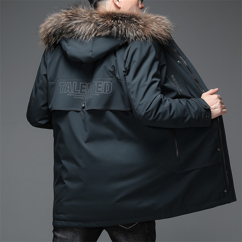 AN9807钱塘2020-3秋冬中长款男士连帽毛领休闲保暖羽绒服外套P338,男装羽绒服,钱塘207-3