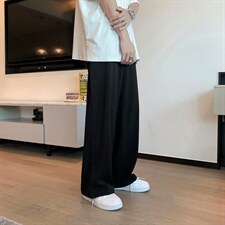 束脚裤子男潮牌ins潮流百搭休闲裤痞帅宽松坠感直筒西裤X348-P35图片