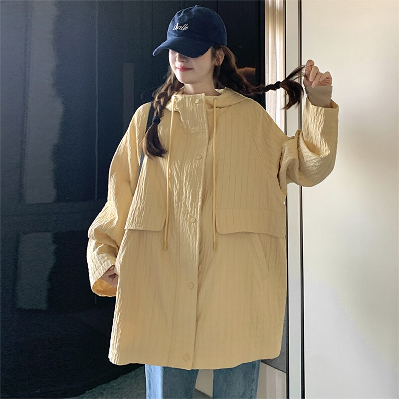 24秋【新款】韩版连帽华夫格泡泡短外套面料821-P155-K218,女装短外套,2C305