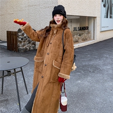 2025冬季新款长款羊羔毛保暖外套2C375-2539-P235-K358，女装棉衣/棉服，2C375