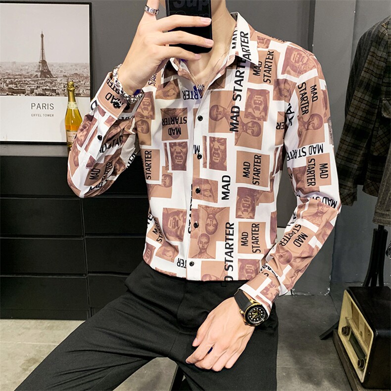 312A-5-132-P55店主英伦韩版潮流衬衫休闲修身上衣,男装衬衫,星座312A-5