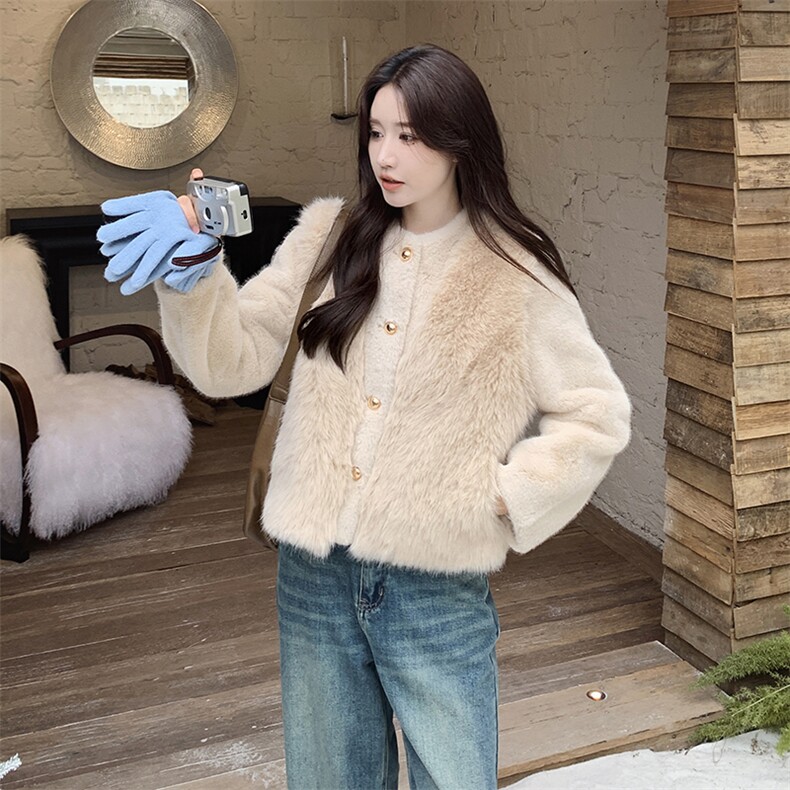 现货2025新款仿皮草外套气质毛绒女外套2C212-G12-P175-K258,女装短外套,2C212