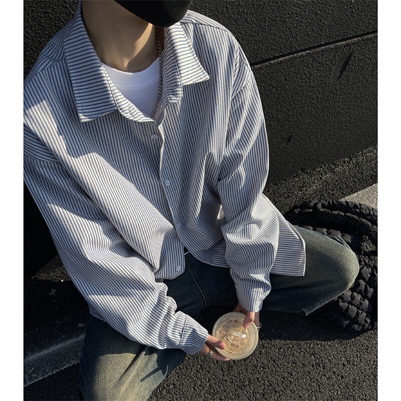 2025春季条纹长袖衬衫F6601特P45控68，男装衬衫，电商A309