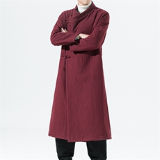 2158^冬季男装盘扣棉衣外套加厚复古中式棉服中长款棉麻唐装棉袄，男装棉衣，钱塘777(原3023)