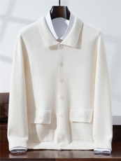 2025年秋冬季男士100羊毛开衫四平加厚polo领羊毛衫外套商务，男装针织衫/毛衣，星纬羊绒