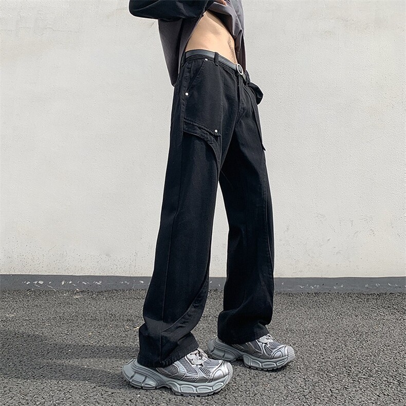水洗牛仔裤男士春秋季2026新款直筒宽松阔腿美式高街潮牌男生裤子,男装牛仔裤,星座715-4