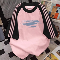 黑袖拼粉色