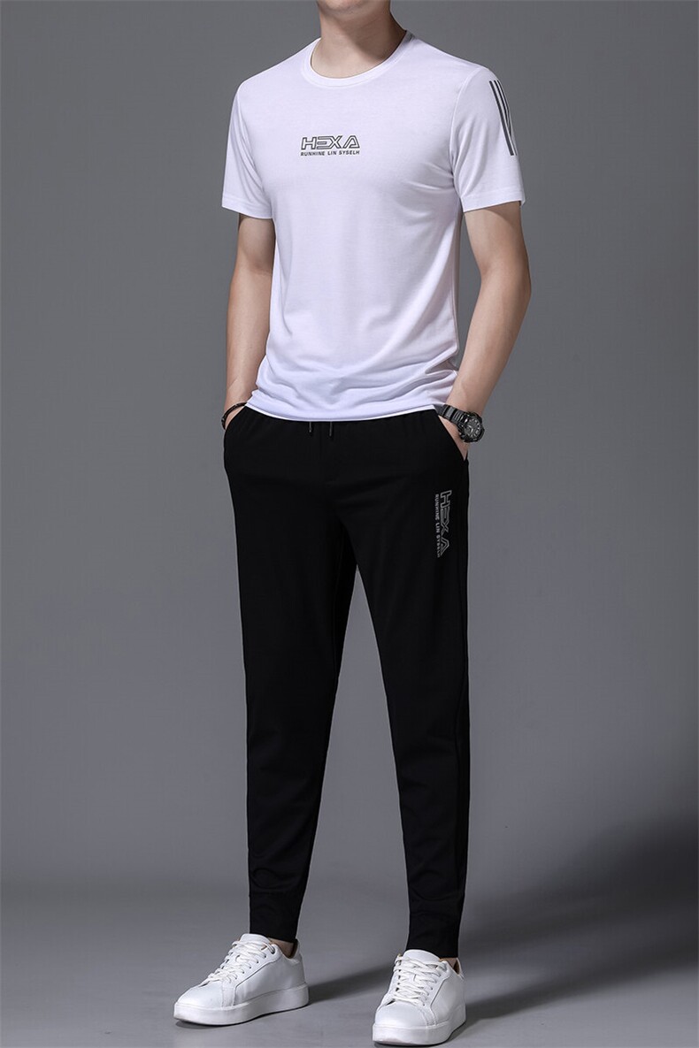 HP528夏季新款男士运动休闲套装二件套圆领刺绣男装速干百搭短袖,男装休闲套装,电商B360