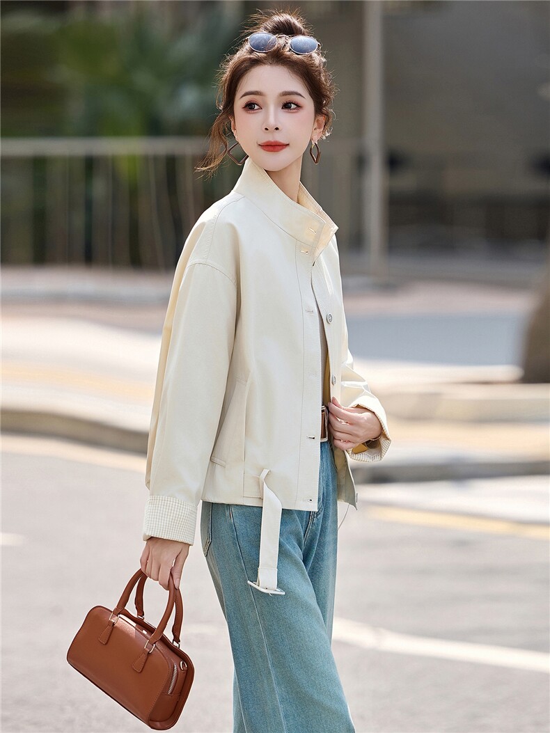 拼接撞色短外套女2026新款,女装短外套,秀美人生