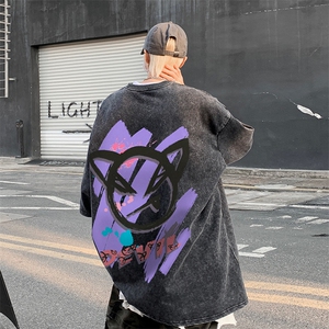 B239-X1019-P38 美式小恶魔 短袖落肩袖短袖T恤男图片
