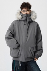 连帽可脱卸毛领S-5XL大码：聚酯纤维棉衣男MY77917P138控198，男装棉衣，星座227-7