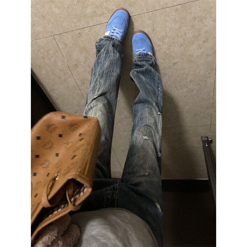 G3153HH-特P48闪电纹破洞牛仔裤美式高街cleanfit裤子直筒微喇裤,男装牛仔裤,星座1007（原301D）