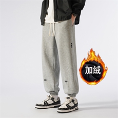 420g华棉复合奥利绒加绒刺绣束脚卫裤K824特P49，男装休闲裤，电商A309