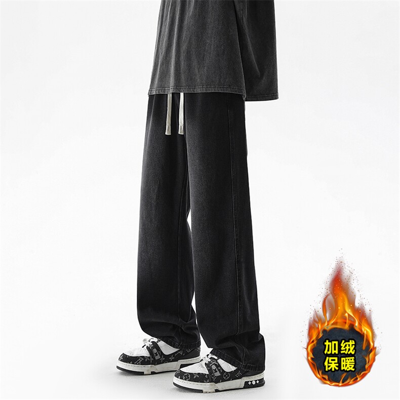 牛仔裤男直筒大码抽绳裤子加绒加厚KJ8568-特P48/常规K8471-特P38,男装牛仔裤,电商A007