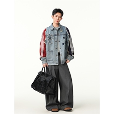 水洗牛仔外套男款春季美式痞帅上衣服宽松休闲工装夹克JK1317-P98，男装工装外套，星座1103-3