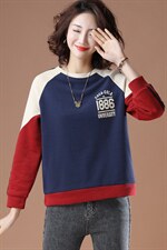 2021春季新款洋气时尚拼接圆领卫衣上衣女，女装大码女装，潮品会