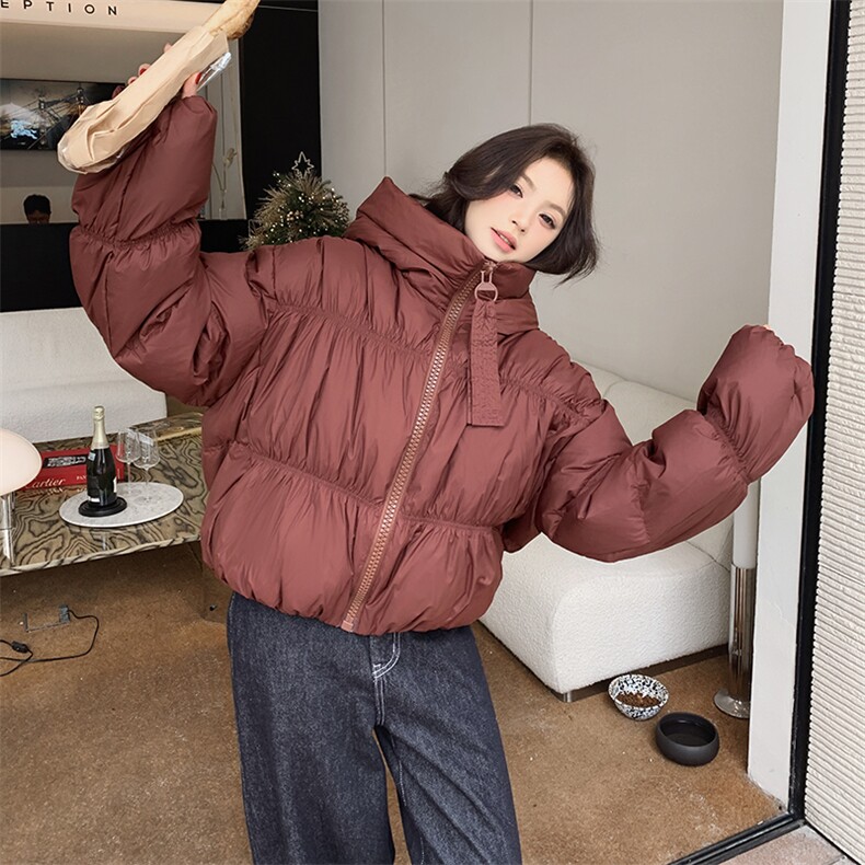 韩版设计感短款白鸭绒面包服女2025年冬季新款加厚显瘦保暖羽绒服,女装羽绒服,2C213