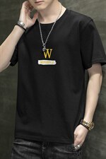 2026夏季新款男士W字母印花潮流百搭短袖T恤衫1210-2-DT55-P10图片