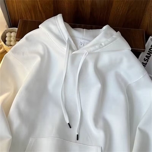 纯色连帽卫衣男春秋季日系复古宽松百搭简约情侣大码上衣8510/P40图片