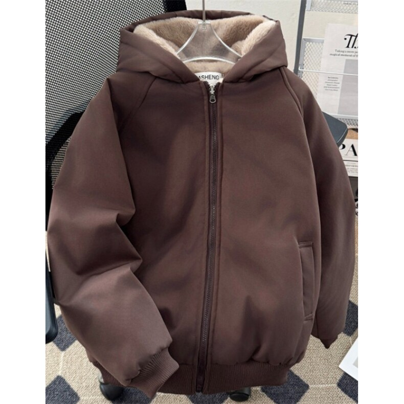 小众座山雕毛绒连帽卫衣双面穿外套情侣棉服M9922,男装棉衣,星座1116A（原606A-3）