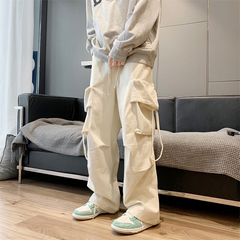 秋季美式高街多口袋水洗棉复古直筒工装裤XZ211-1-K2202-P65，男装工装外套，星座211-1