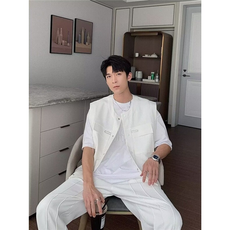 美式高街男春秋可定制l坎肩马甲宽松大口袋设计感潮流休闲外套,男装背心/马甲,星座715-4