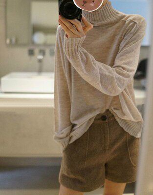 休闲/淑女2024年秋季常规款通勤套头单件长袖高领马鞍肩毛衣，女装针织衫/毛衣，丽特绒