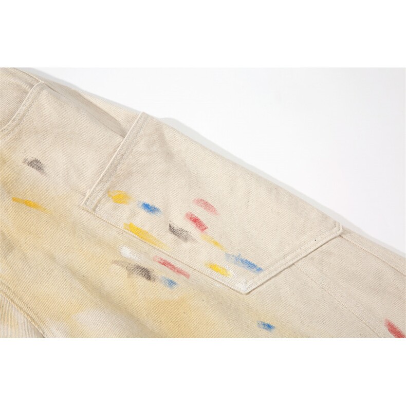 抖音品质秋季新款美式彩绘宽松弯刀牛仔裤B315-K24326-p65控88,男装牛仔裤,电商B315
