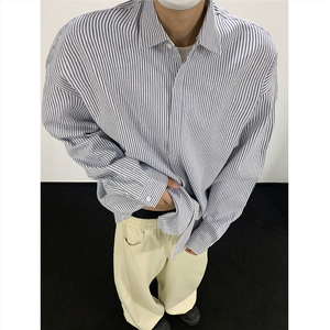 美式黑白条长袖衬衫 加厚版本 C5889-特P28 蓝色图片
