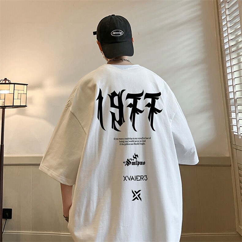 抖音得物二开现货220克夏装重磅美式高街宽松短袖t恤MT101,男装T恤,电商A486-1