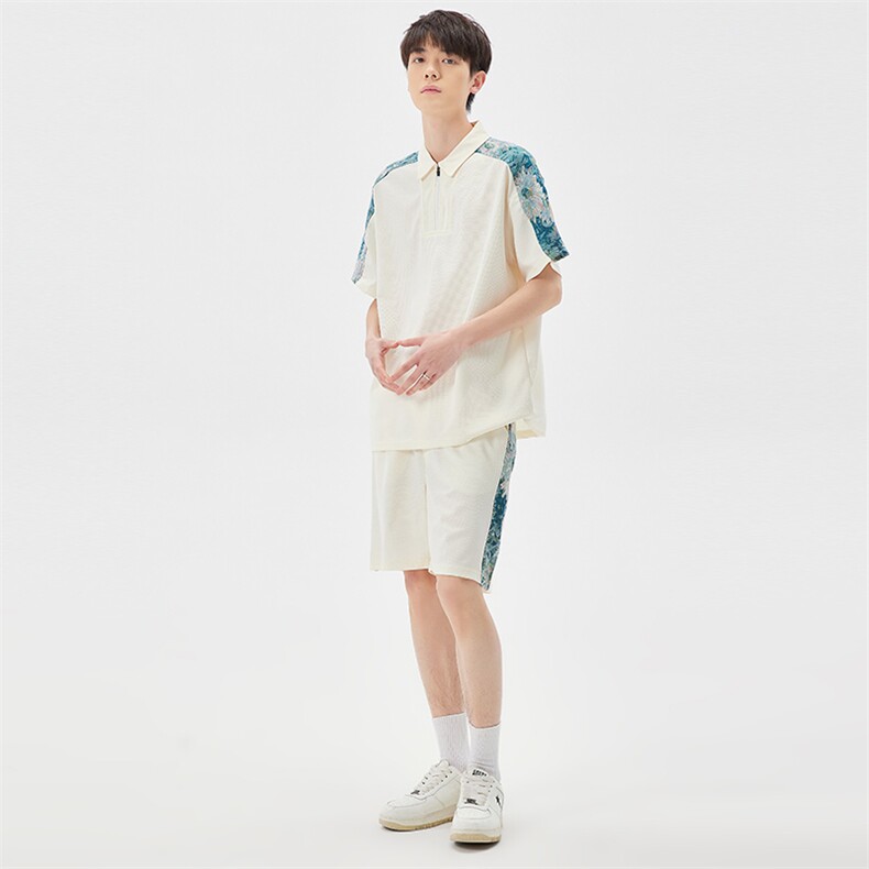 痞帅两件套休闲运动套装情侣款短袖POLO衫潮港风A436-K8950-P70,男装Polo衫,电商A436