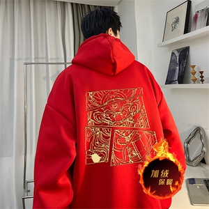 龙年卫衣 冬季美式加绒加厚连帽卫衣外套DL1751常规特P35加绒特40图片