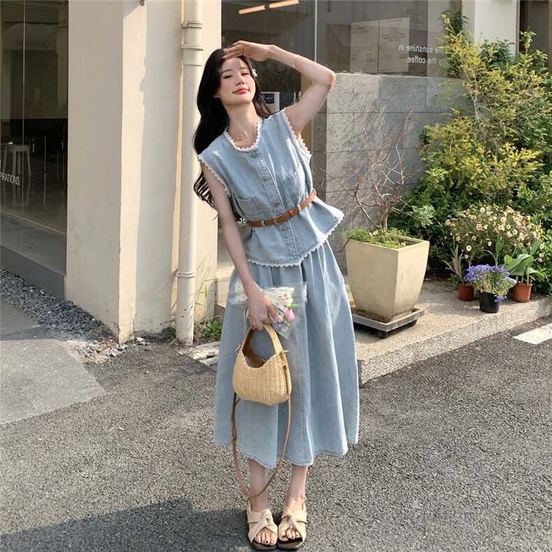 2025年夏季新款牛仔三件套2B72-6613-p155控245,女装套装/套裙,乐吉娜