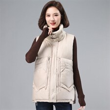 冬装2021新款宽松无袖韩版气质仿羊羔绒拼接夹棉马甲，女装大码女装，奕阳依阁