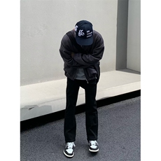 美式复古黑色微喇牛仔裤男宽松显瘦休闲高街N200P38，男装牛仔裤，星座1116-2
