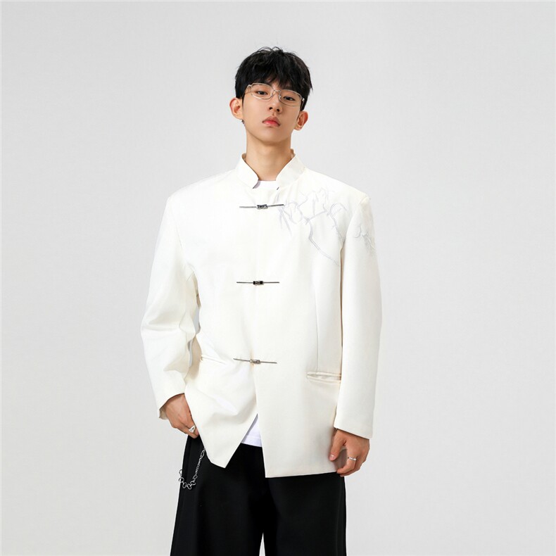 可二开「折棘」荆棘立体绣设计大码M-5XL中式西服XF78058P90控138,男装西服,星座226-1