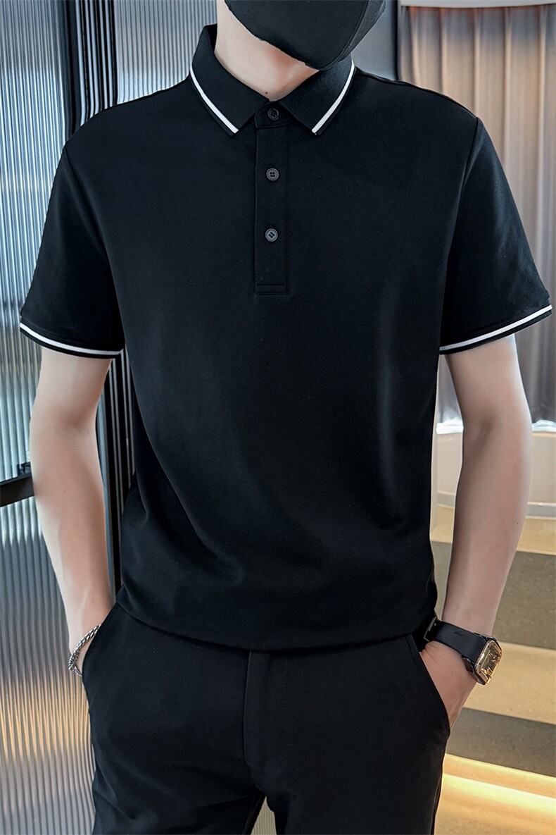 2025夏季7A抑菌主推撞色领常年短袖T恤翻领Polo衫D342-2258特P42,男装T恤,电商D342