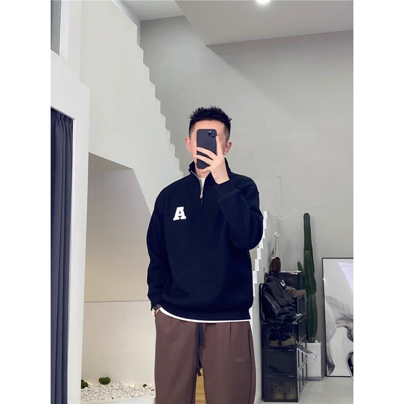 秋冬季半拉链卫衣男孩初中高中学生加绒加厚青少年大童内搭打底衫,男装T恤,星座506A