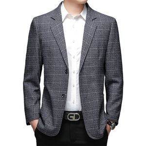休闲西服男西装春季商务休闲中年男士西装外套单西上衣服爸爸男装图片