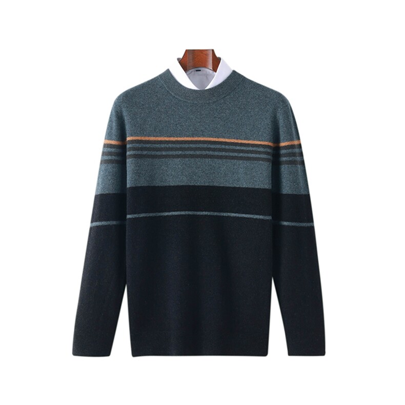 男士圆领长袖毛衣修身针织衫男装时尚百搭通勤羊毛上衣，男装羊毛衫，琳华羊绒