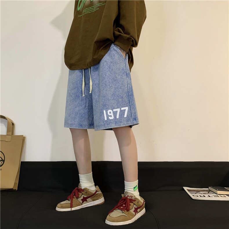 重磅纯棉水洗1977印花短裤M~5XL XZ604-DK105-P45控58图片