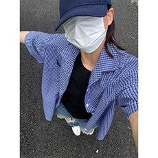 格子衬衫春夏美式短袖衬衫港风情侣装休闲衬衣CS286-P30，男装衬衫，星座301C-5