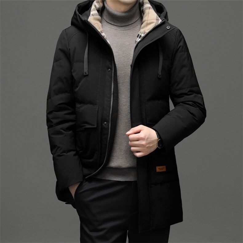 BW8636钱塘2020-2中年男士冬季厚款长款商务休闲连帽羽绒服P290,男装羽绒服,钱塘207-2