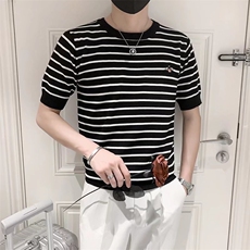 男春季潮韩版宽松百搭情侣冰丝短袖针织衫S247P37，男装针织衫/毛衣，星座1116-2
