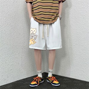 HD74164-P22 华夫格短裤男大码宽松五分裤男直筒中裤图片