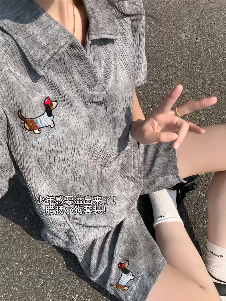 XZ809A/TZTZ07套装P85/控98冰丝扎染刺绣腊肠狗套装,男装休闲套装,星座809A(原222-1)