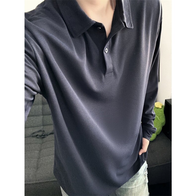 PL9010-P21-控48-现货POLO衫男长袖T恤纯色翻领透气网眼,男装Polo衫,星座116
